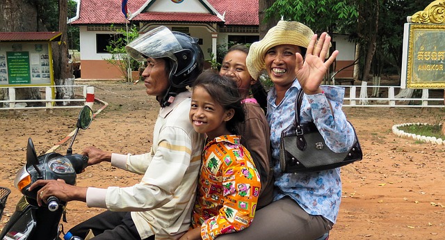 Khmer family on motobike